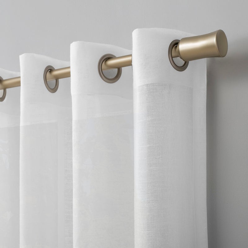 Archaeo - 54911 Slub Textured Linen Blend Grommet Top Curtain, 52" x 95", White - Image 2